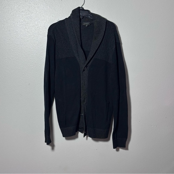 Express Men Gray Knit Winter Open Sweater Coat Size Large. - Picture 1 of 7